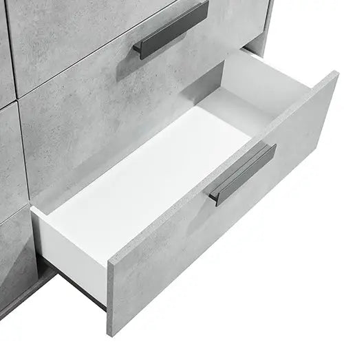 Tallboy with 5 Storage Drawers Mdf Combination of Black & Cement Colour