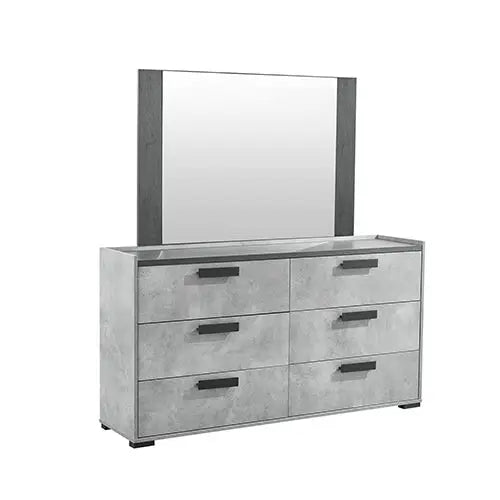 Tallboy with 5 Storage Drawers Mdf Combination of Black & Cement Colour