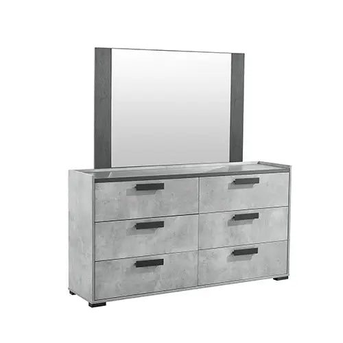 Tallboy with 5 Storage Drawers Mdf Combination of Black & Cement Colour