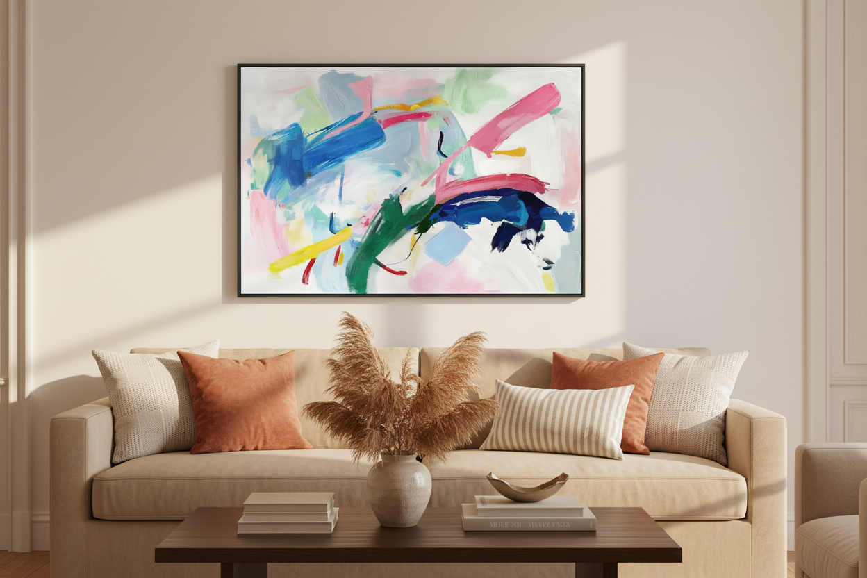 colourful wall art living room australia