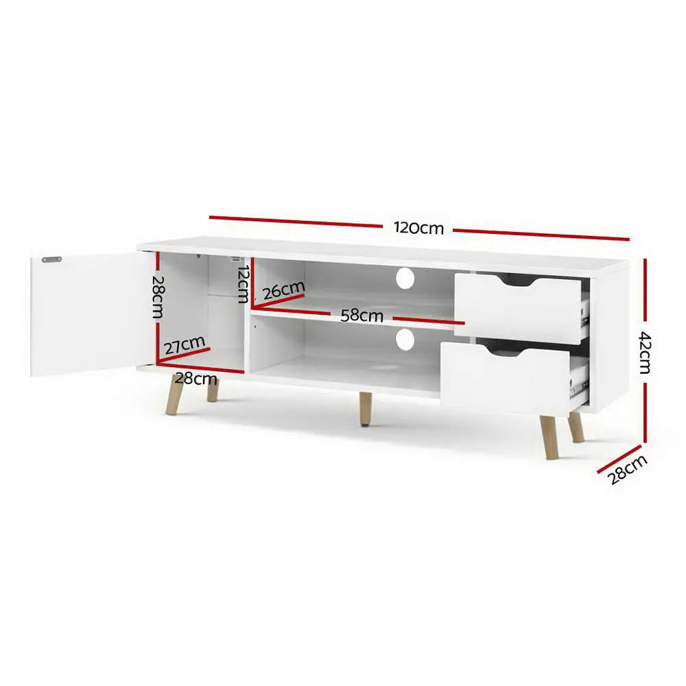 Tv Cabinet Entertainment Unit 120cm White Larin