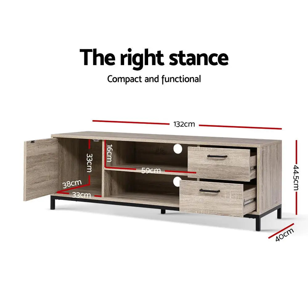 Tv Cabinet Entertainment Unit 132cm Pine Tania