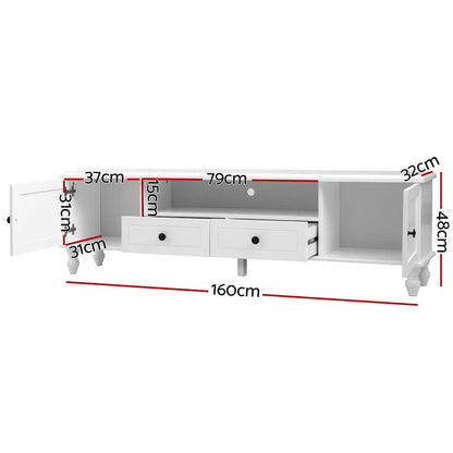 Tv Cabinet Entertainment Unit 160cm White Kubi
