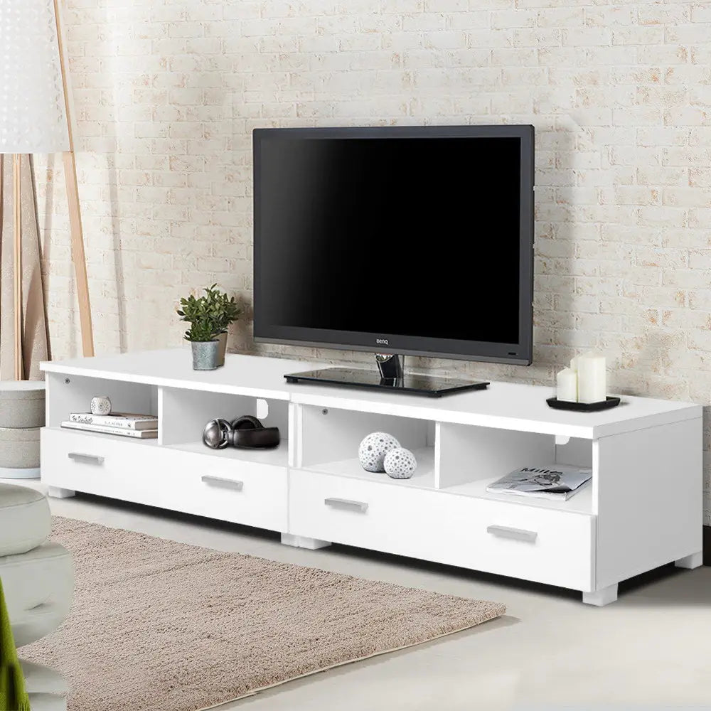 Tv Cabinet Entertainment Unit 180cm White Eddie