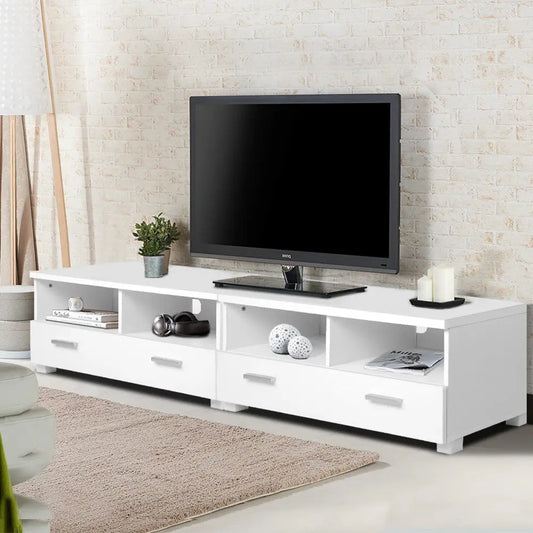 Tv Cabinet Entertainment Unit 180cm White Eddie