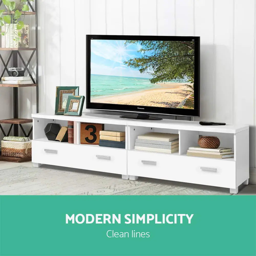 Tv Cabinet Entertainment Unit 180cm White Eddie