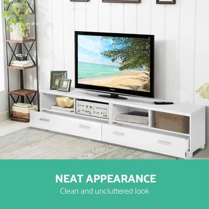 Tv Cabinet Entertainment Unit 180cm White Eddie