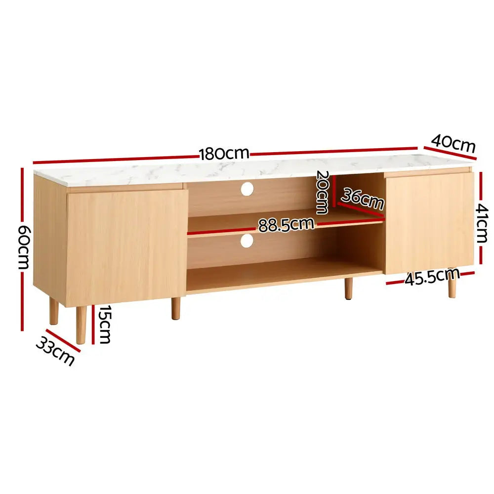 Tv Cabinet Entertainment Unit Stand 180cm Pine White