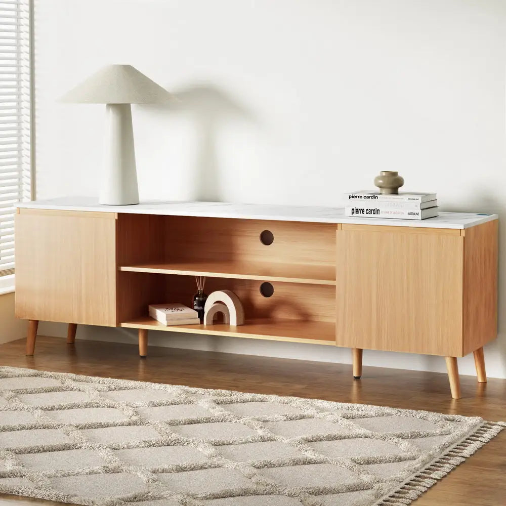 Tv Cabinet Entertainment Unit Stand 180cm Pine White