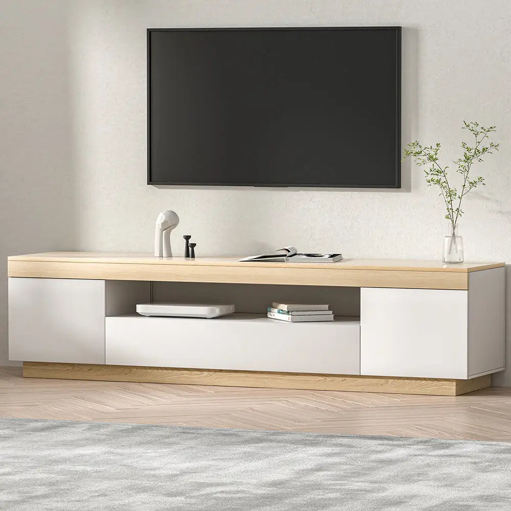Tv Cabinet Entertainment Unit Stand 180cm White Wood