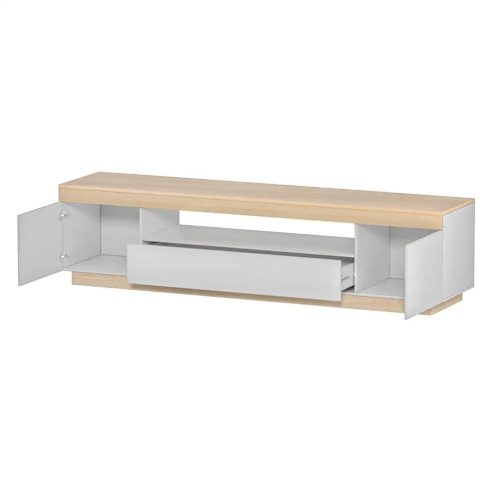 Tv Cabinet Entertainment Unit Stand 180cm White Wood