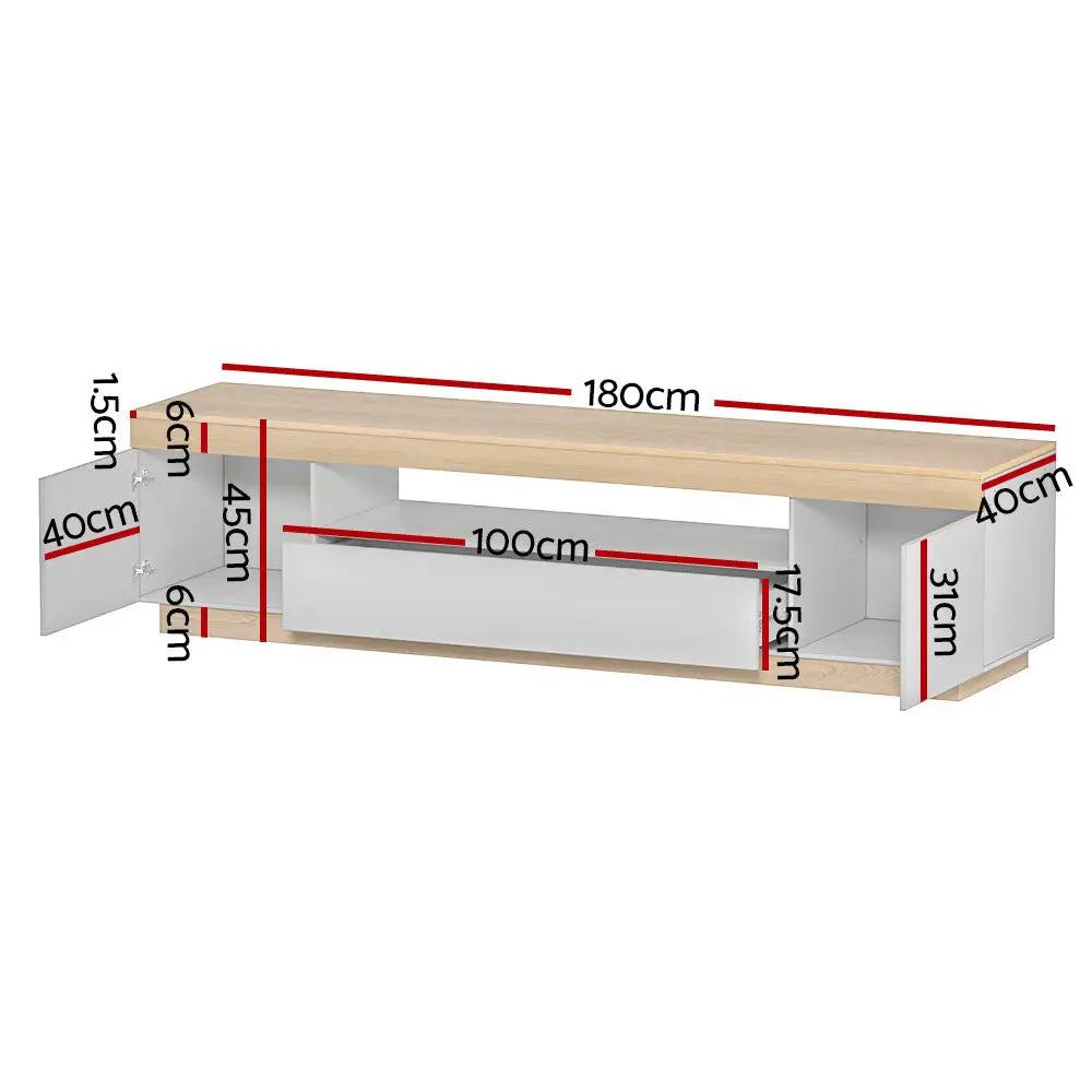 Tv Cabinet Entertainment Unit Stand 180cm White Wood
