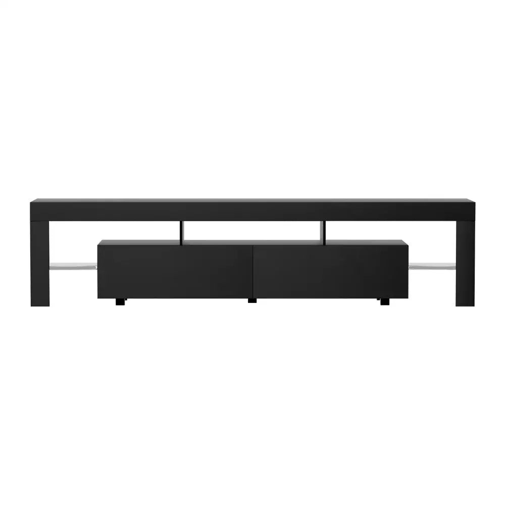 Tv Cabinet Entertainment Unit Stand Rgb Led Gloss Furniture 200cm Black