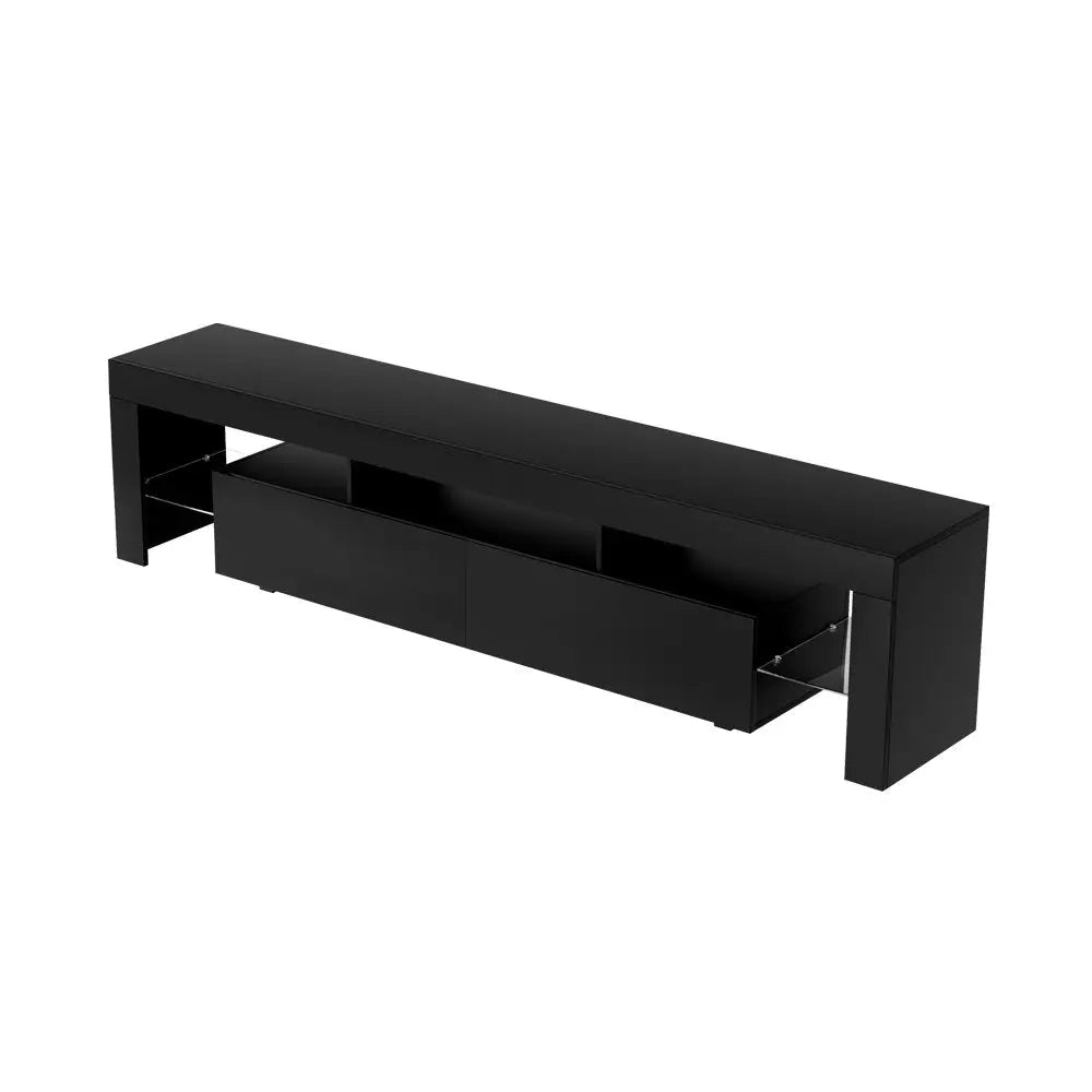 Tv Cabinet Entertainment Unit Stand Rgb Led Gloss Furniture 200cm Black