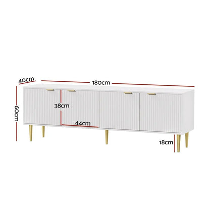 Tv Cabinet Entertainment Unit Stand Storage 180cm White