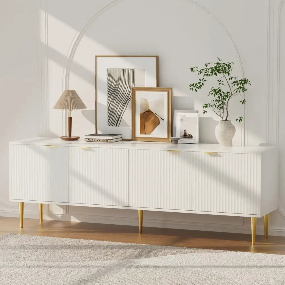 Tv Cabinet Entertainment Unit Stand Storage 180cm White