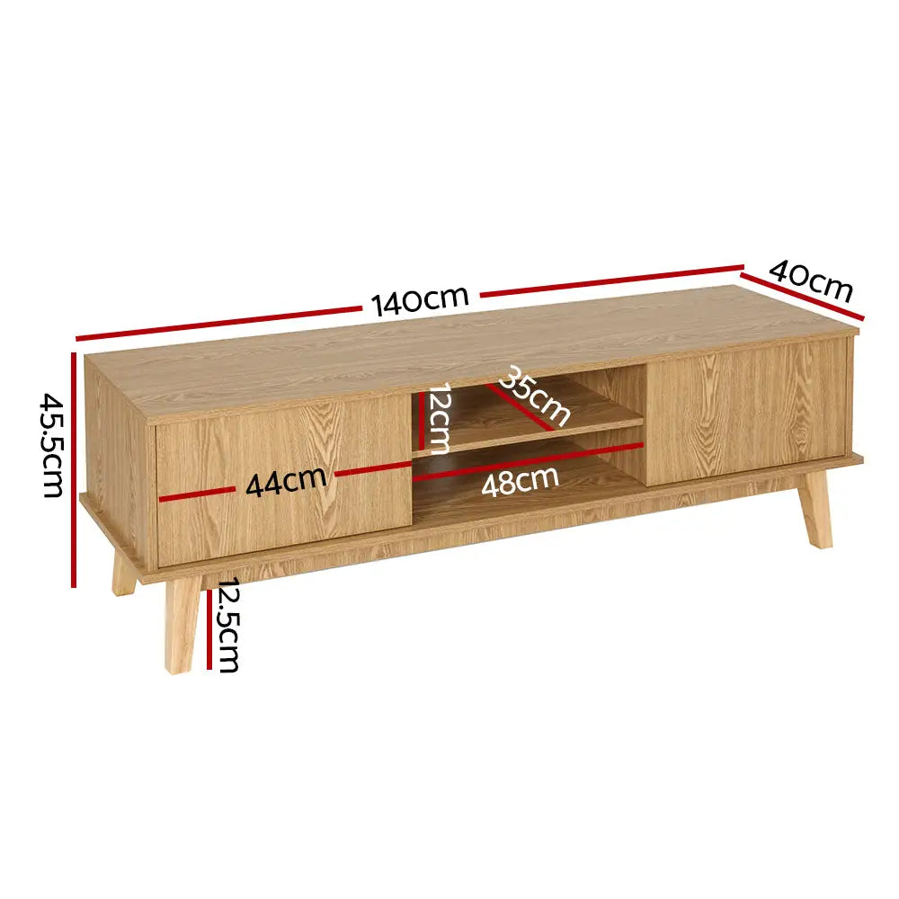 Tv Cabinet Entertainment Unit Stand Storage Shelves 140cm