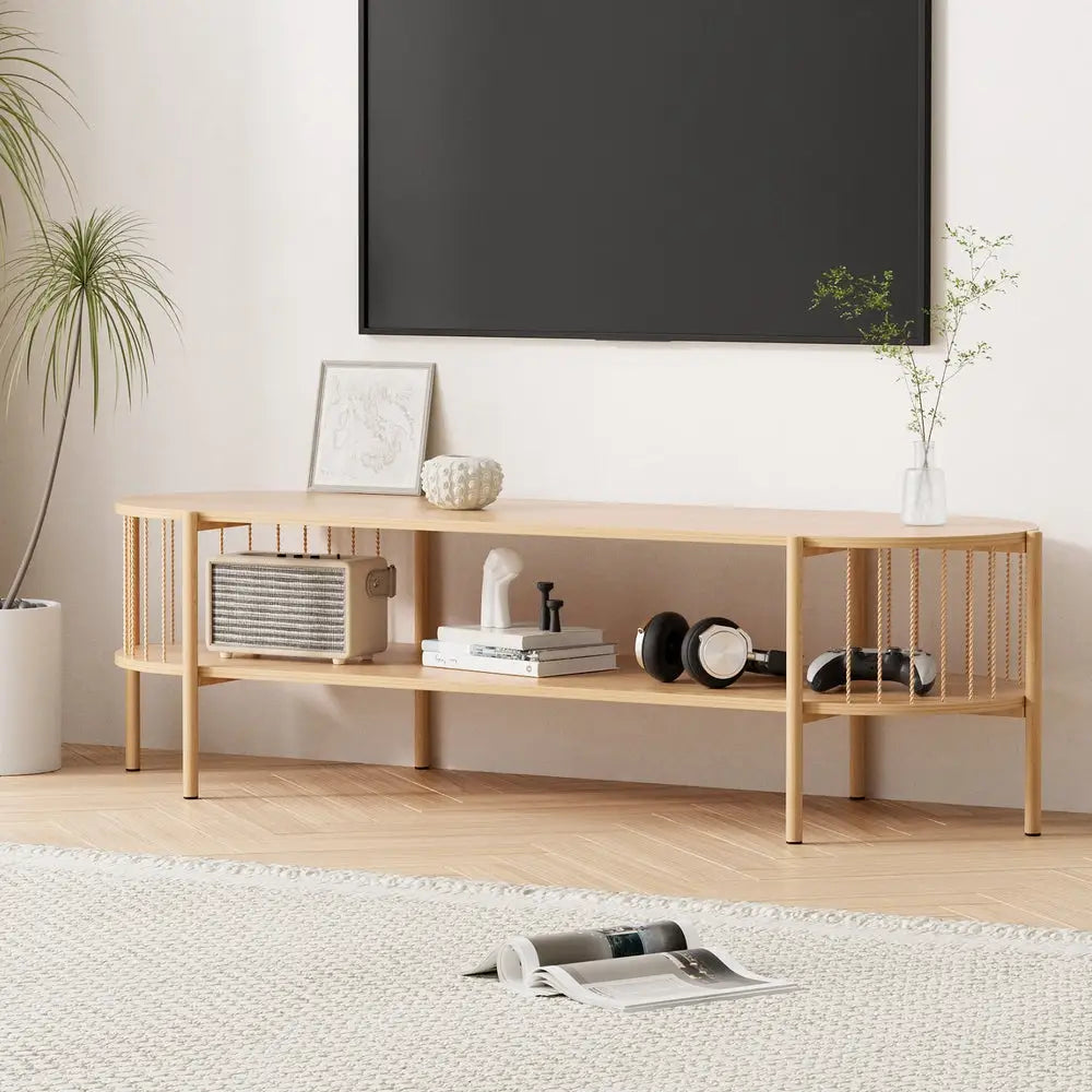 Tv Unit Entertainment Storage Shelf 148cm Pine