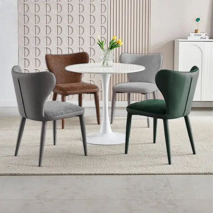 Velluto Modern Kitchen Dining Room Chairs Faux Leather Flannel Accent Metal Vanity Lounge Chair with Back for Living