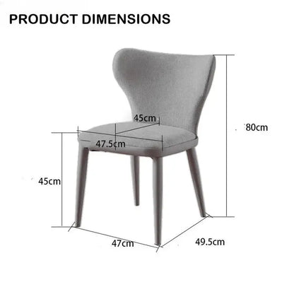 Velluto Modern Kitchen Dining Room Chairs Faux Leather Flannel Accent Metal Vanity Lounge Chair with Back for Living