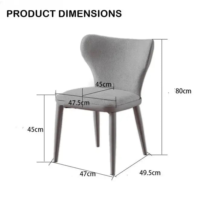 Velluto Modern Kitchen Dining Room Chairs Faux Leather Flannel Accent Metal Vanity Lounge Chair with Back for Living