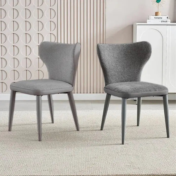 Velluto Modern Kitchen Dining Room Chairs Faux Leather Flannel Accent Metal Vanity Lounge Chair with Back for Living