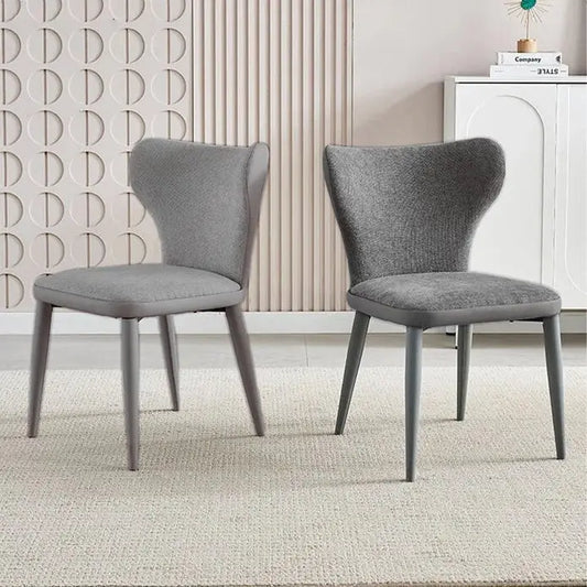 Velluto Modern Kitchen Dining Room Chairs Faux Leather Flannel Accent Metal Vanity Lounge Chair with Back for Living