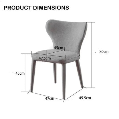Velluto Modern Kitchen Dining Room Chairs Faux Leather Flannel Accent Metal Vanity Lounge Chair with Back for Living