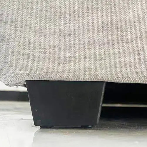 Veronica Bed Frame Double Size Winged Grey Linen Fabric Seam Grid Pattern with Gas Lift Plywood Metal Structure