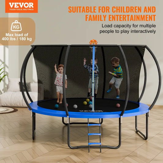 Vevor 3.66m Trampoline 181 Kg with Enclosure Net Ladder and Curved Pole Heavy Duty Jumping Mat Spring Cover Padding