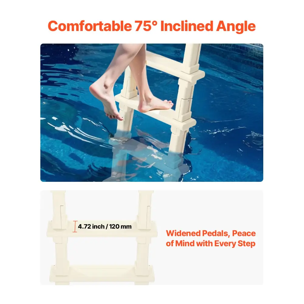 Vevor 5-step Inclined Robust Pool Ladder of 2 Handrails for 1219.2-1371.6mm
