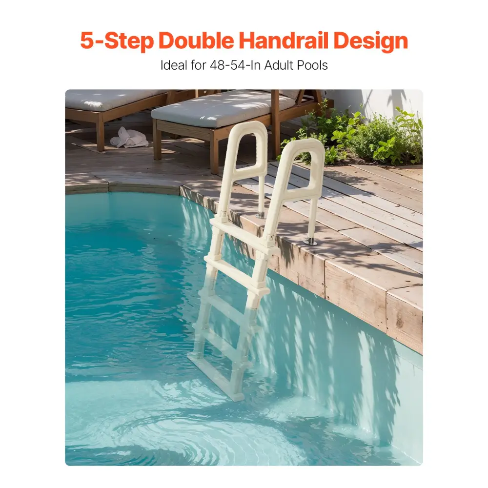 Vevor 5-step Inclined Robust Pool Ladder of 2 Handrails for 1219.2-1371.6mm