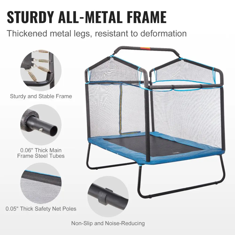 Vevor 6ft Trampoline for Kids 72’’ Indoor/outdoor Toddlers Mini Baby with Safety Enclosure Net Gymnastics Bar Hammock