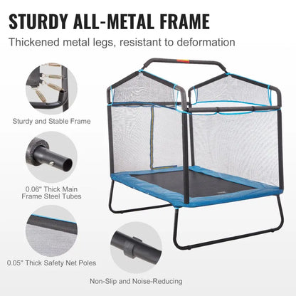 Vevor 6ft Trampoline for Kids 72’’ Indoor/outdoor Toddlers Mini Baby with Safety Enclosure Net Gymnastics Bar Hammock