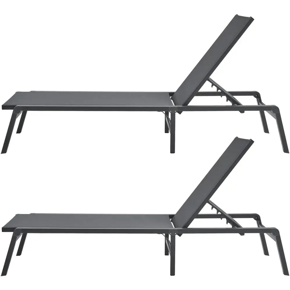 Vevor Chaise Lounge Chair Outdoor Patio Adjustable 5-position 2 Pcs