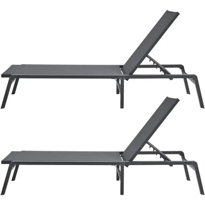 Vevor Chaise Lounge Chair Outdoor Patio Adjustable 5-position 2 Pcs