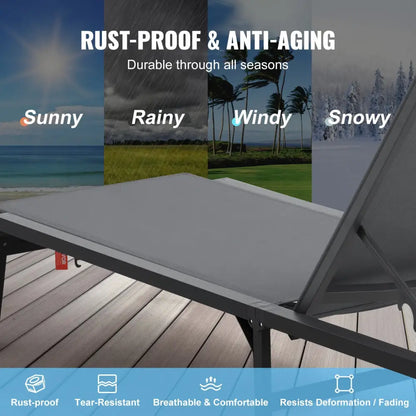 Vevor Chaise Lounge Chair Outdoor Patio Adjustable 5-position 2 Pcs