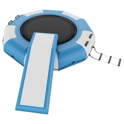 Vevor Inflatable Water Bouncer 10ft Recreational Trampoline Portable Bounce Swim Platform with Slide 3-step Ladder &