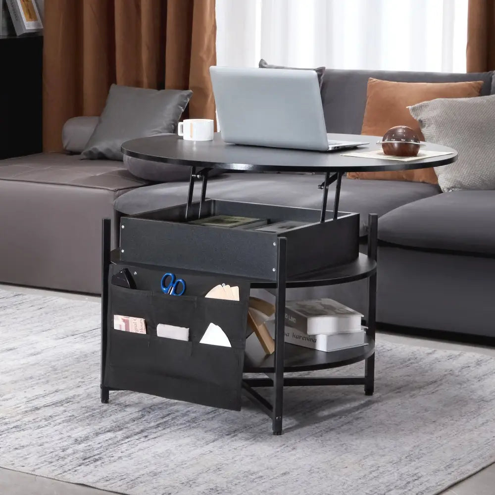 Vevor Lift Top Coffee Table 35.3’’ Round for Living Room Black