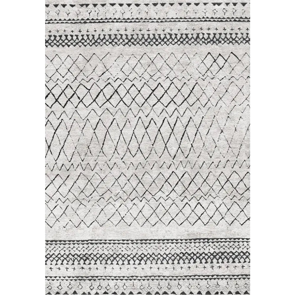 Vintage Crown Deco Rug Grey Abstract No-fringe 280x380cm