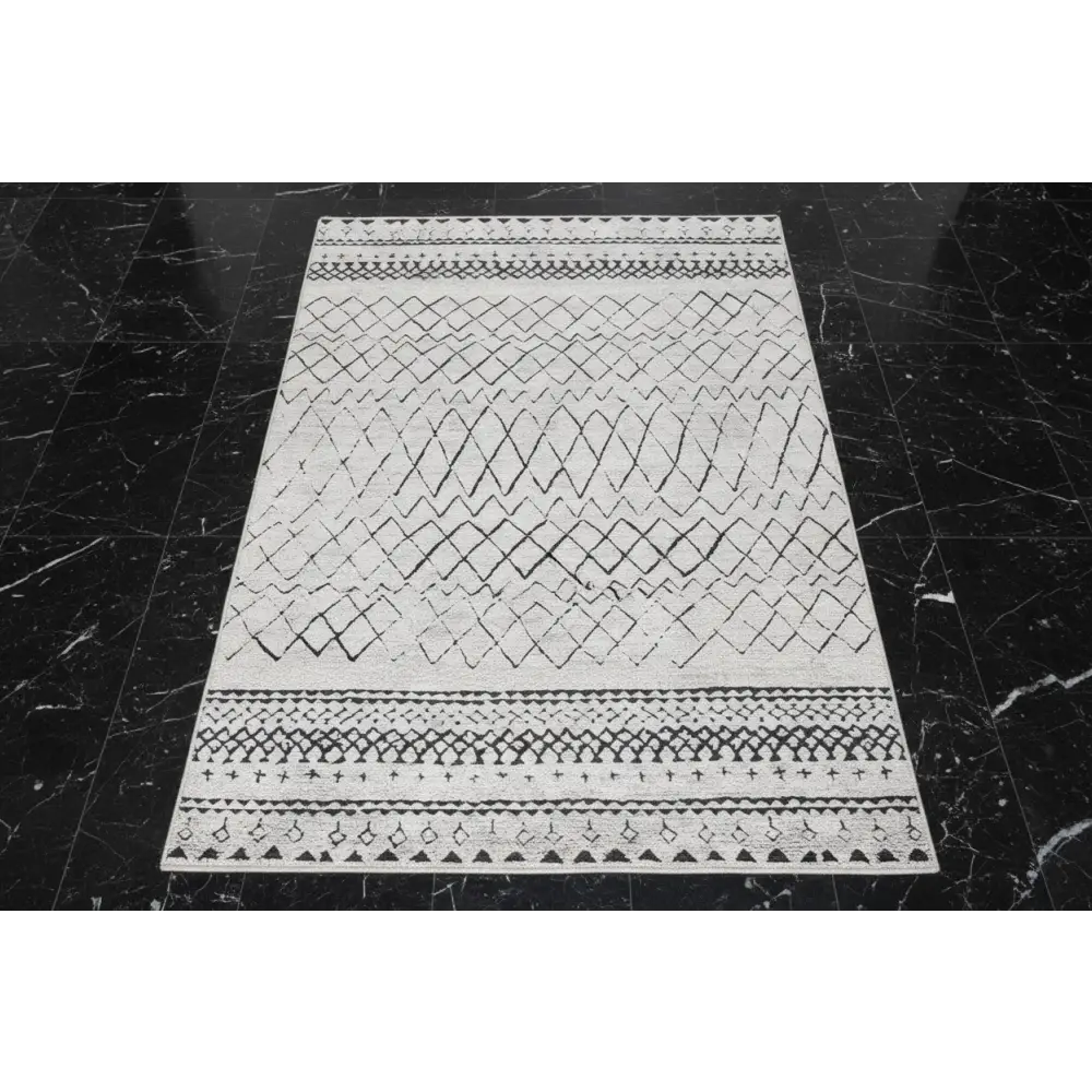 Vintage Crown Deco Rug Grey Abstract No-fringe 280x380cm