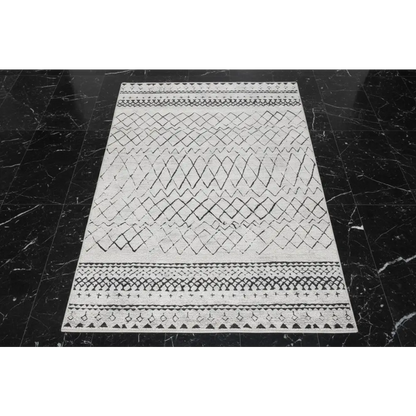 Vintage Crown Deco Rug Grey Abstract No-fringe 280x380cm