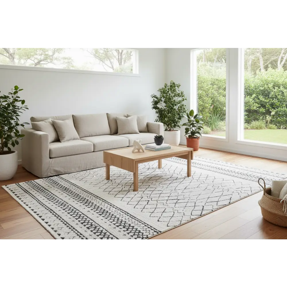Vintage Crown Deco Rug Grey Abstract No-fringe 280x380cm