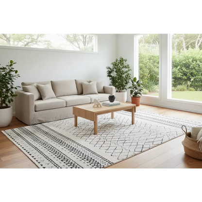 Vintage Crown Deco Rug Grey Abstract No-fringe 280x380cm