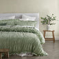 Vintage Design Homewares Haven Sage Washed Cotton Ruched Quilt Cover Set Single