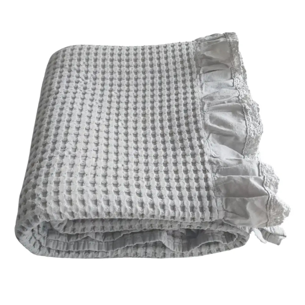 Waffle Sofa Blanket Thin Lightweight Throw Soft Cover Couch Bed Living Room use - Beige