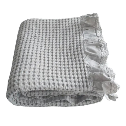 Waffle Sofa Blanket Thin Lightweight Throw Soft Cover Couch Bed Living Room use - Beige