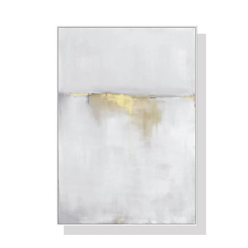 Wall Art 60cmx90cm Abstract Gold White Single Ii White Frame Canvas