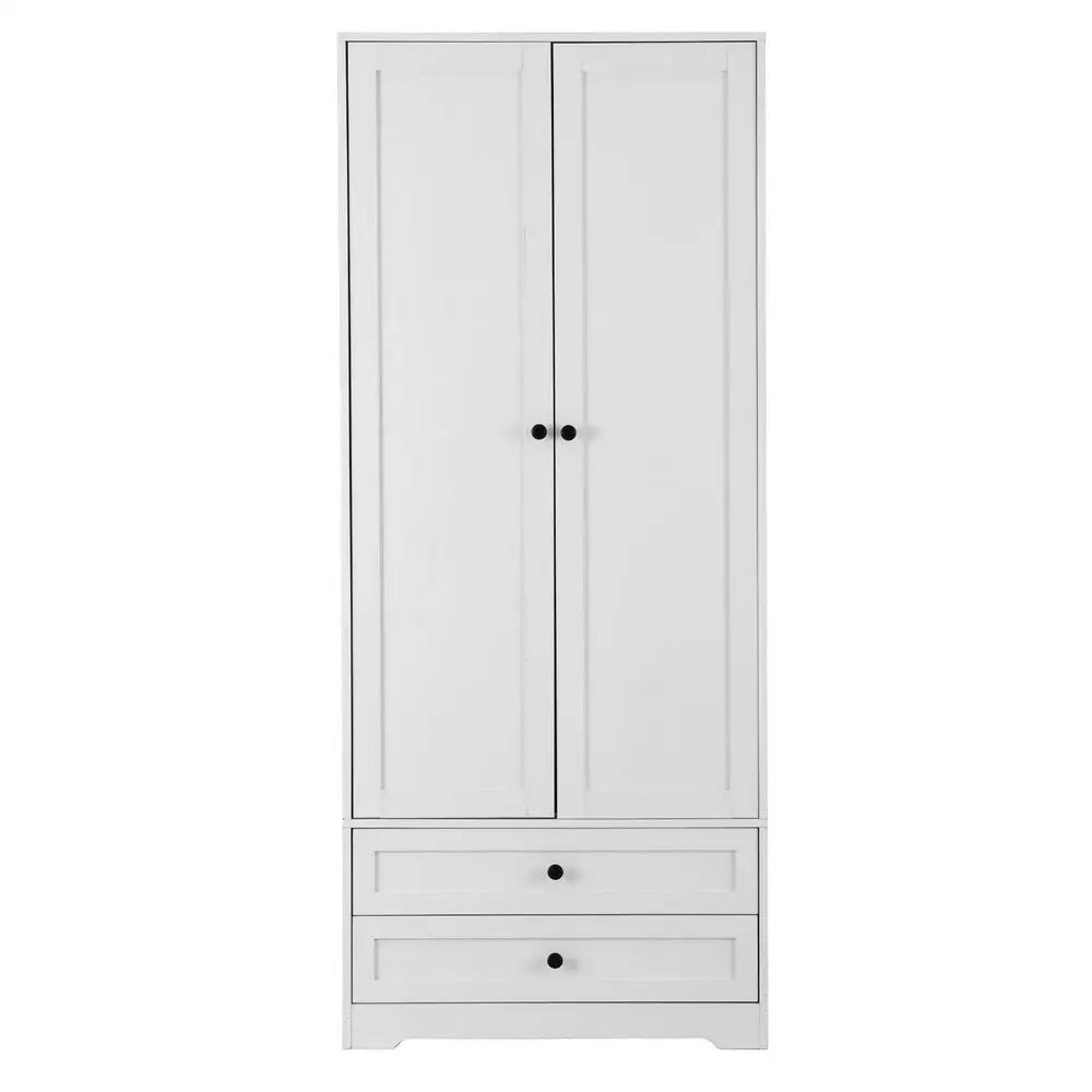 Wardrobe Clothes Closet Storage Organizer with 2 Doors White