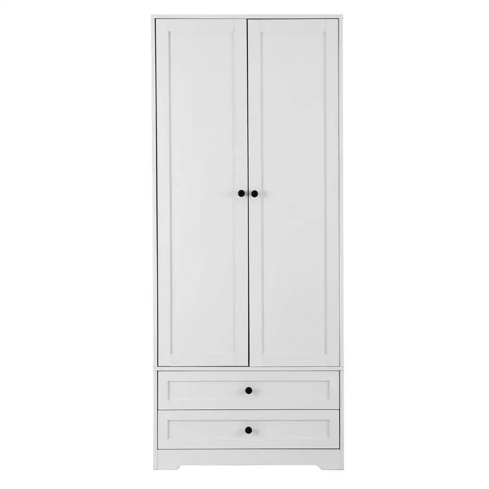 Wardrobe Clothes Closet Storage Organizer with 2 Doors White
